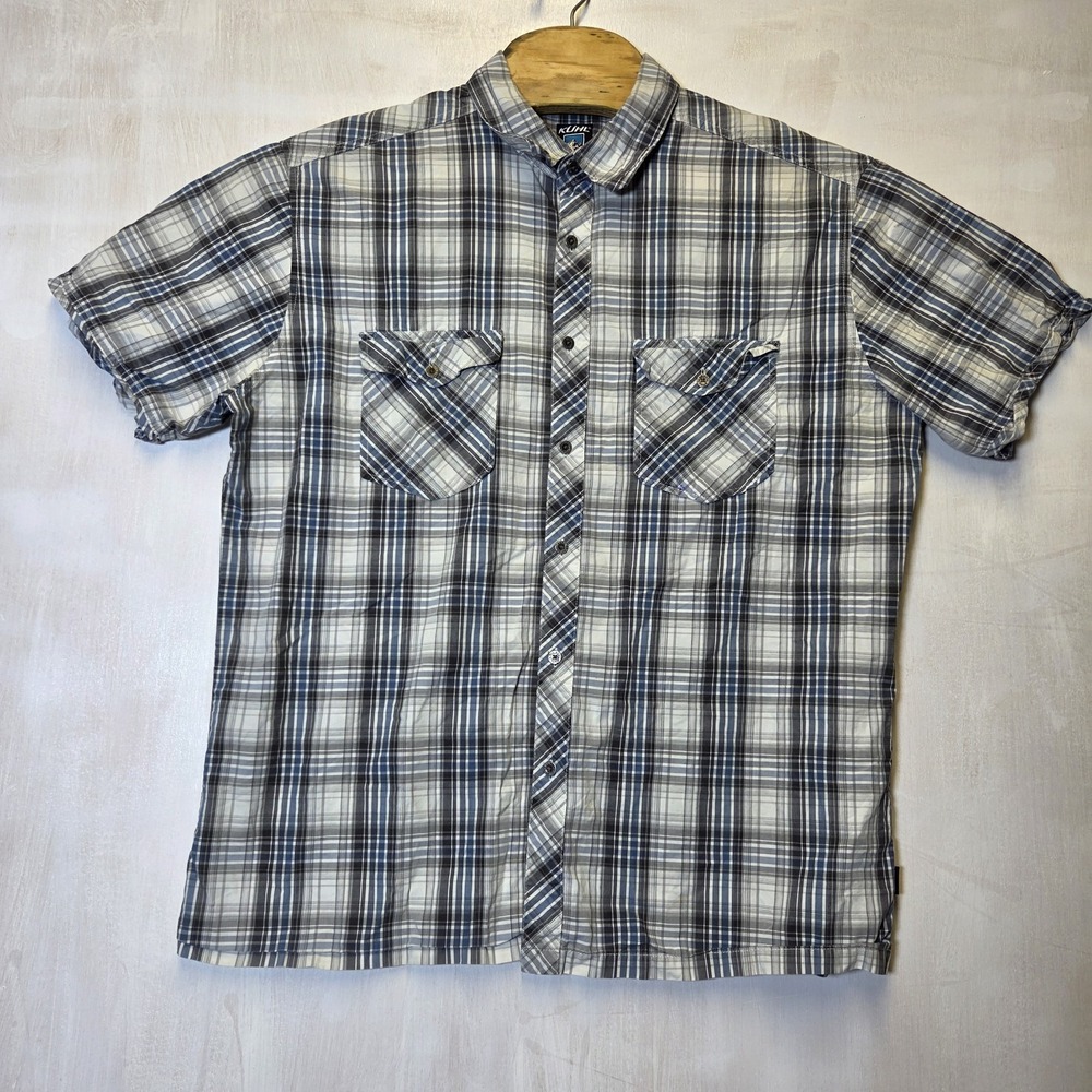 KUHL SUNCEL Men's Button Up Plaid Short Sleeve Shirt Size XL Camping Hiking - Picture 2 of 8